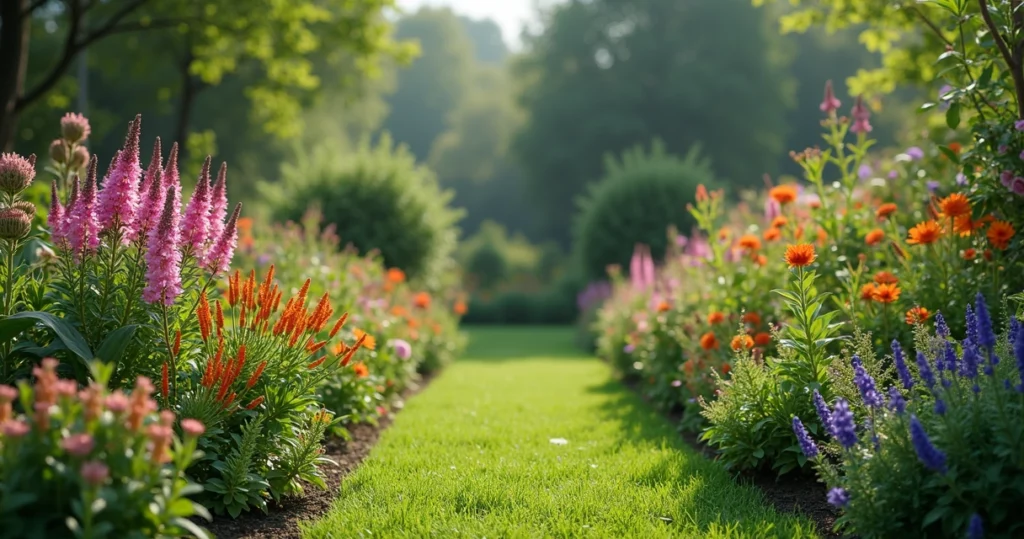 Diferentes plantas tóxicas comuns em jardins com folhas e flores variadas em fundo natural